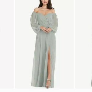 DESSY COLLECTION convertible neck long sleeve chiffon gown dress ✨